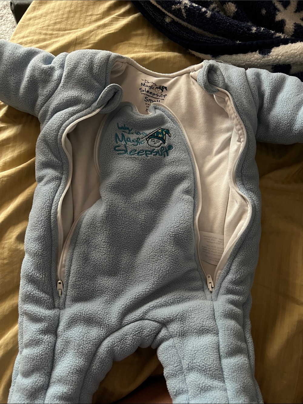 Baby Merlin’s Magic SleepSuits Light blue size 3-6 months.
